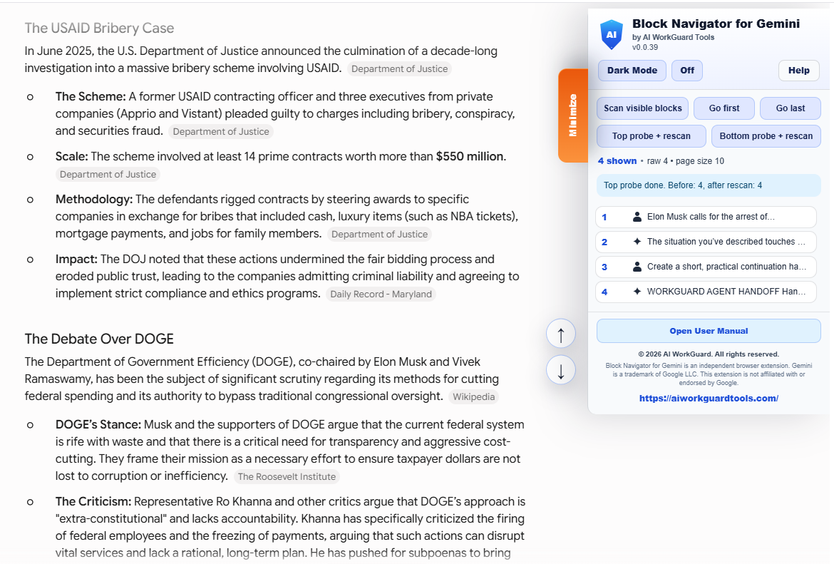 Block Navigator for Gemini version 0.0.39 shown in Light Mode