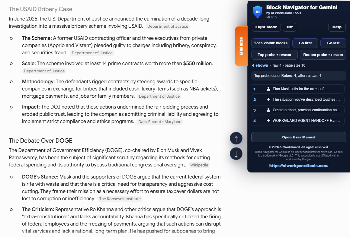 Block Navigator for Gemini version 0.0.39 shown in Dark Mode